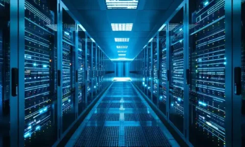 large-computer-room-with-blue-light-ceiling web hosting
